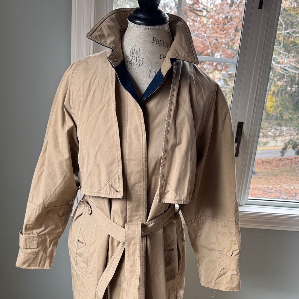 London Fog Tempo Europa vintage khaki mid length trench coat 8P